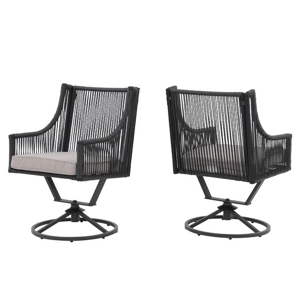 Outdoor Wicker Swivel Chairs with Cushion (Set of 2)