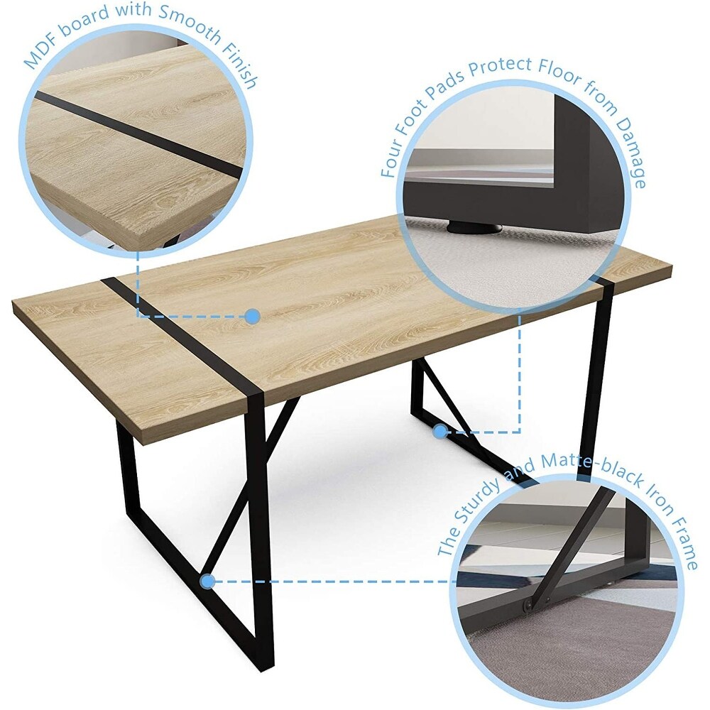 Rectangular Kitchen Table  Industrial Style Dining Table with Wood Tabletop and Metal Frame for Home Office Dining Room