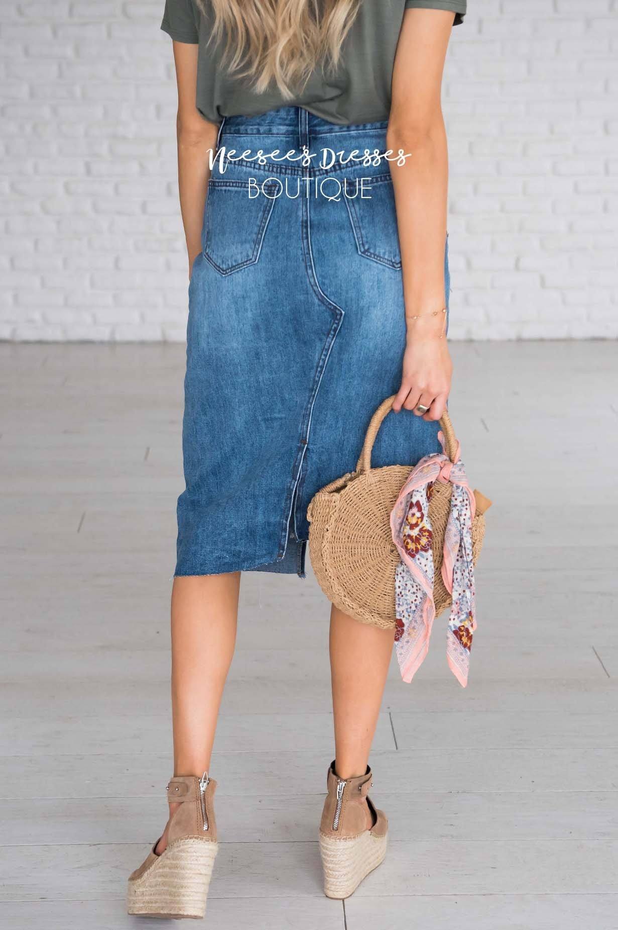 Pretty In Denim Asymmetrical Skirt