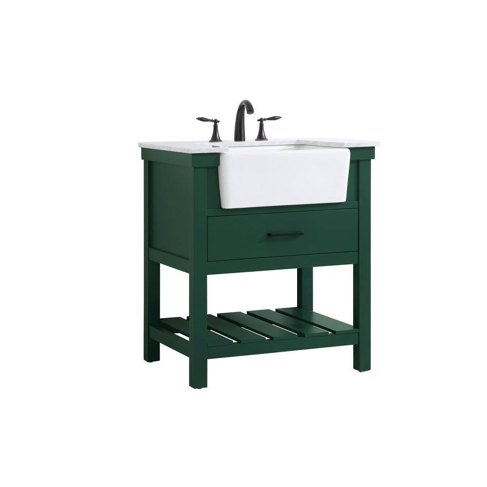 Timeless Home 22 in. W x 30 in. D x 34.125 in. H Bath Vanity in Green with Carrara White Marble Top TH120260GN