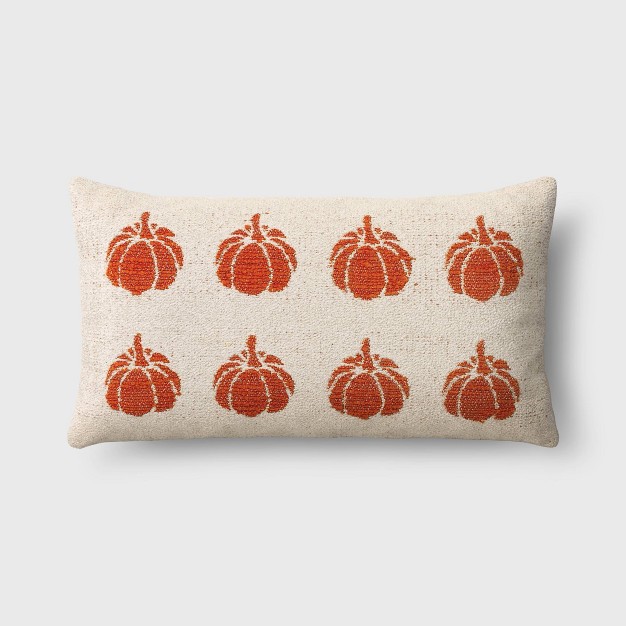 Oversized Woven Pumpkin Lumbar Throw Pillow