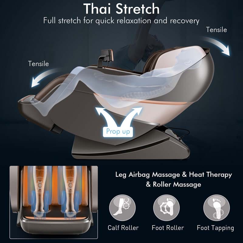 Thai Stretch 3D Full Body Zero Gravity Massage Chair with Heat Roller & LCD Touch Screen