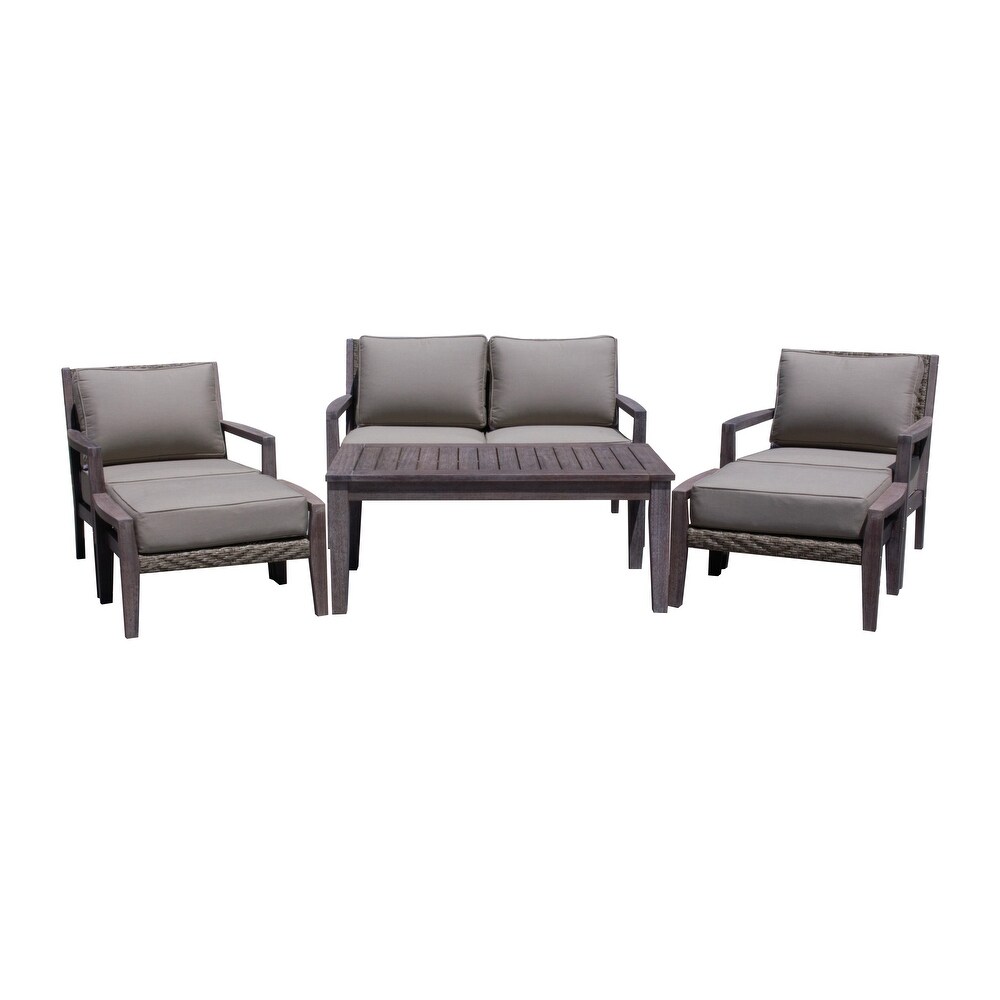 Courtyard Casual Bridgeport II 6 pc Loveseat Group with Ottomans Includes: 1 Loveseat  1 Coffee Table  2 Club Chairs  2 Ottomans