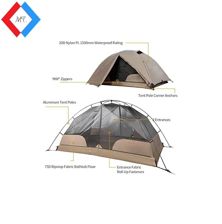 High quality 2 Person Backpacking Tent Waterproof 3 Season  Camping Tent for Outdoor Hiking