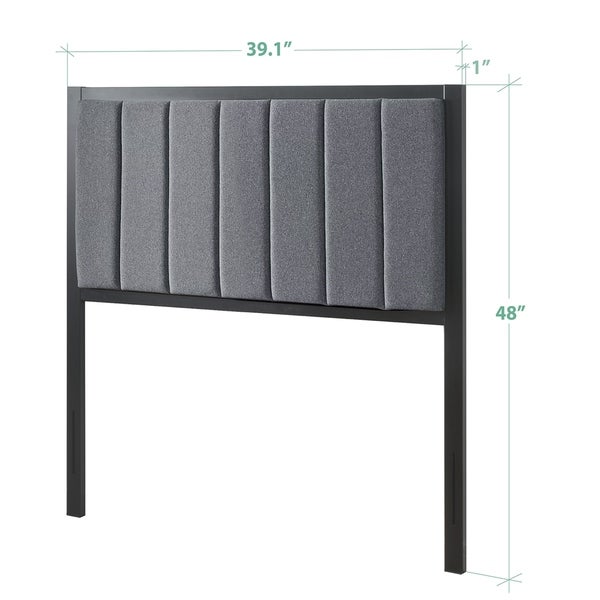 Priage by Zinus Banded Grey Upholstered Metal Headboard - - 19434235