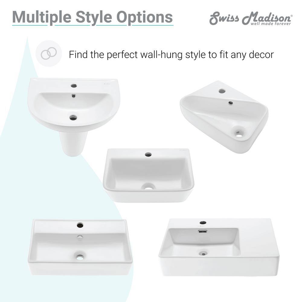 Swiss Madison Claire Ceramic Wall Hung Sink in White SM-WS318