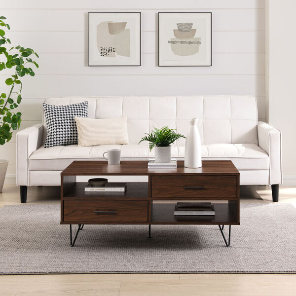 Croft Two-Drawer Coffee Table with Hairpin Legs