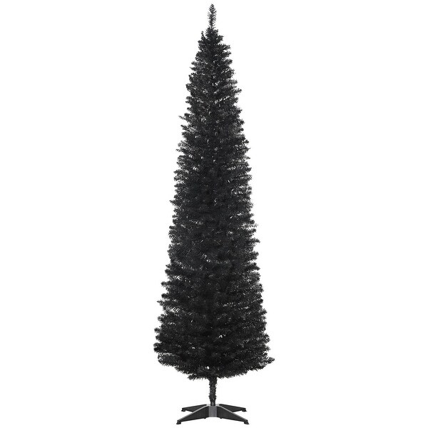 HOMCOM 7' Hinged Noble Fir Unlit Slim Christmas Tree with Stand