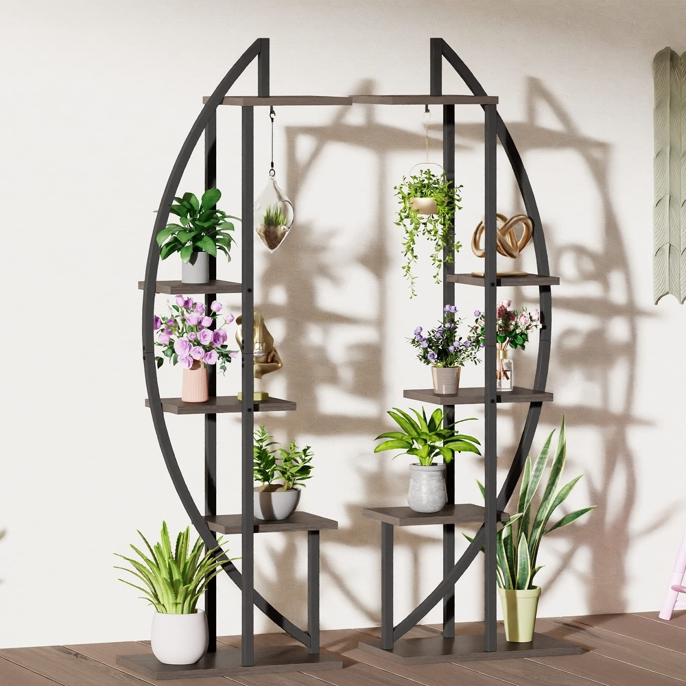 EROMMY Metal Plant Stand for Indoor Plants Multiple  Plant Shelf for Planter Display  Half Moon Plant Stand for Balcony