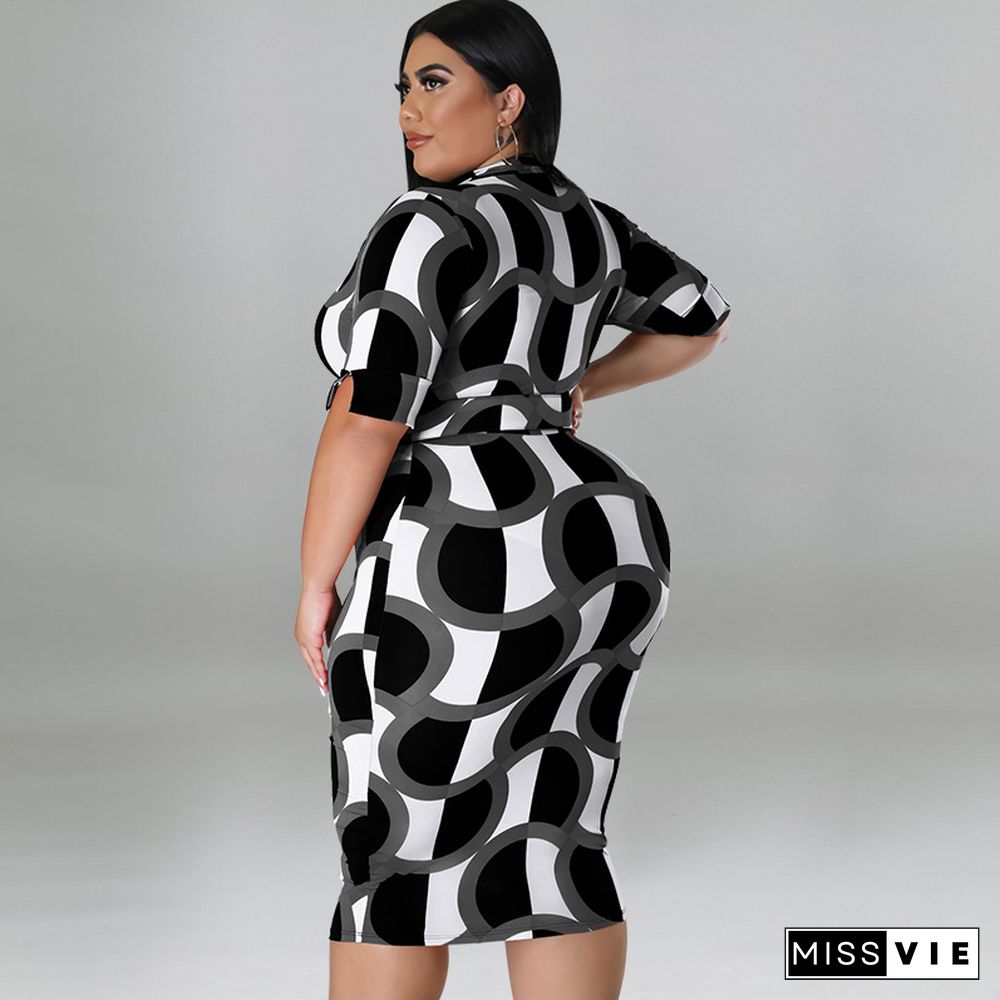 Sexy Hip Cover Fashion Print Plus Size Dress