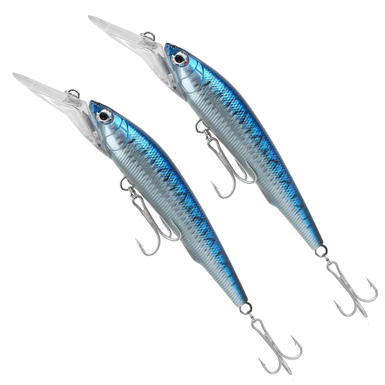 2pcs Plastic Artificial Simulation Deep Diving Minnow Lure Bait Fishing Accessory5#