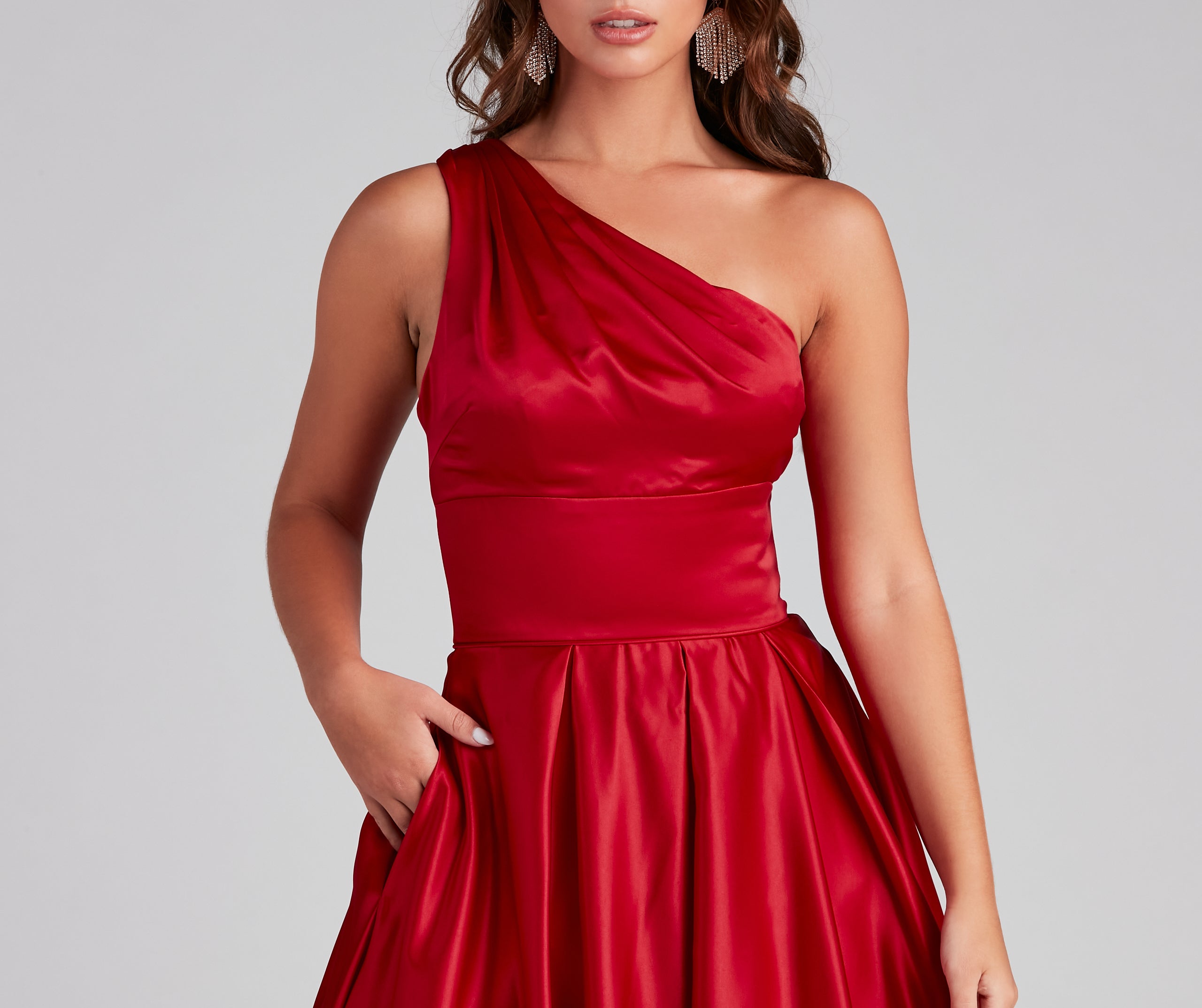 Naomi One-Shoulder Satin Ball Gown