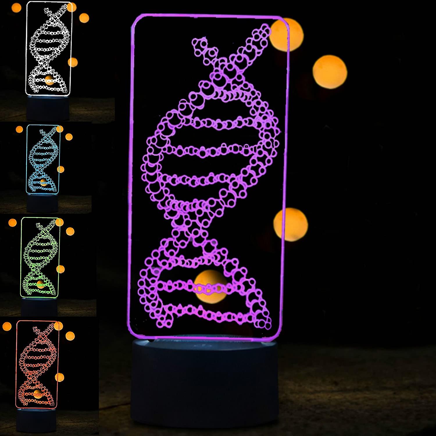 3d Abstract Dna Led Night Light 7 Color Change Led Table Desk Lamp Acrylic Flat Abs Base Usb Charger Home Toy Brithday Xmas Kid Children Gift