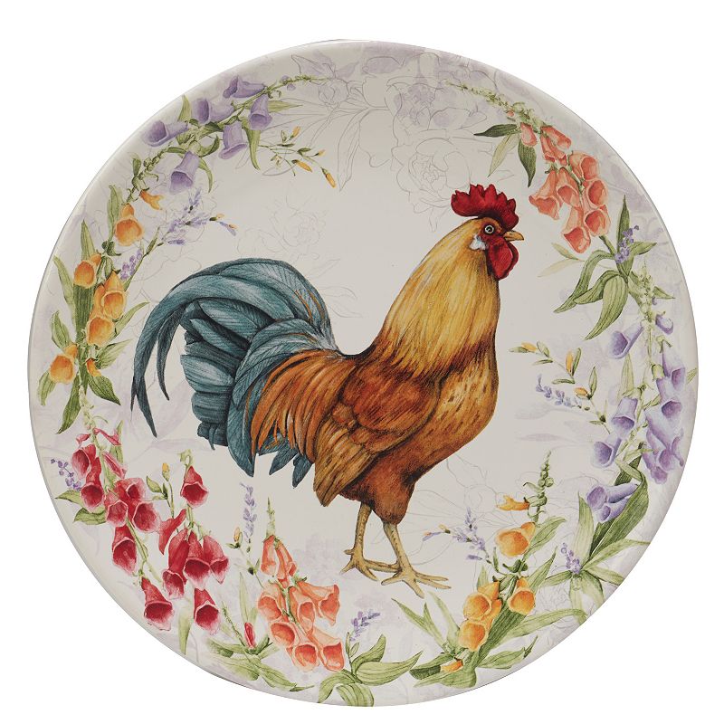 Certified International Floral Rooster 4-pc. Dinner Plate Set