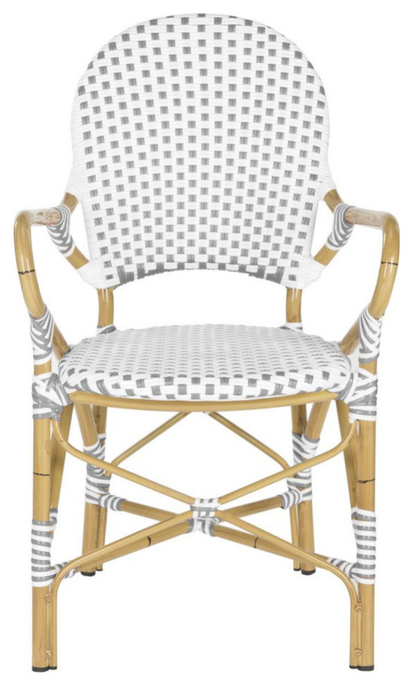 Joanne Indoor/Outdoor Stacking Armchair  Set of 2  Gray/White   Tropical   Outdoor Dining Chairs   by Rustic Home Furniture Deco  Houzz