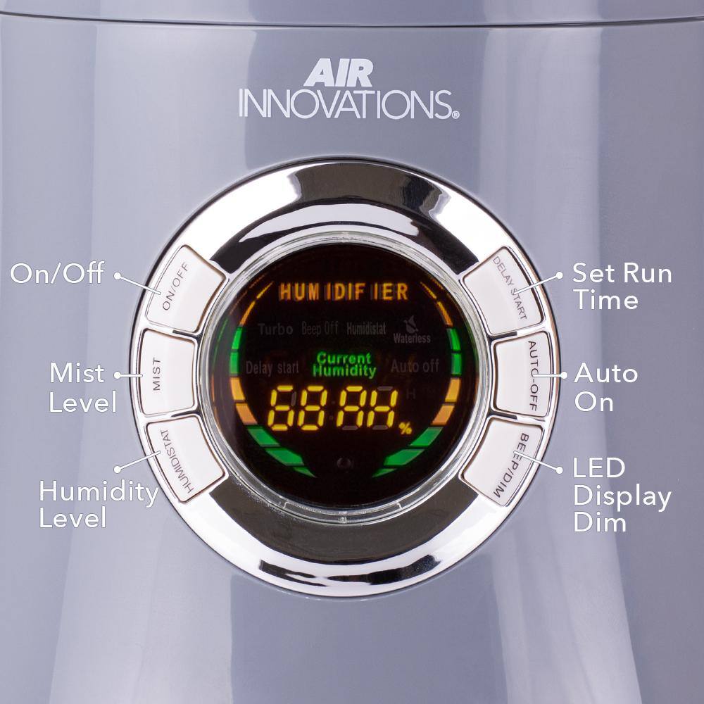 Air Innovations 1.7 Gal. Ultrasonic Cool Mist Humidifier with Remote for Large Rooms up to 600 sq. ft. HUMID13-PLAT