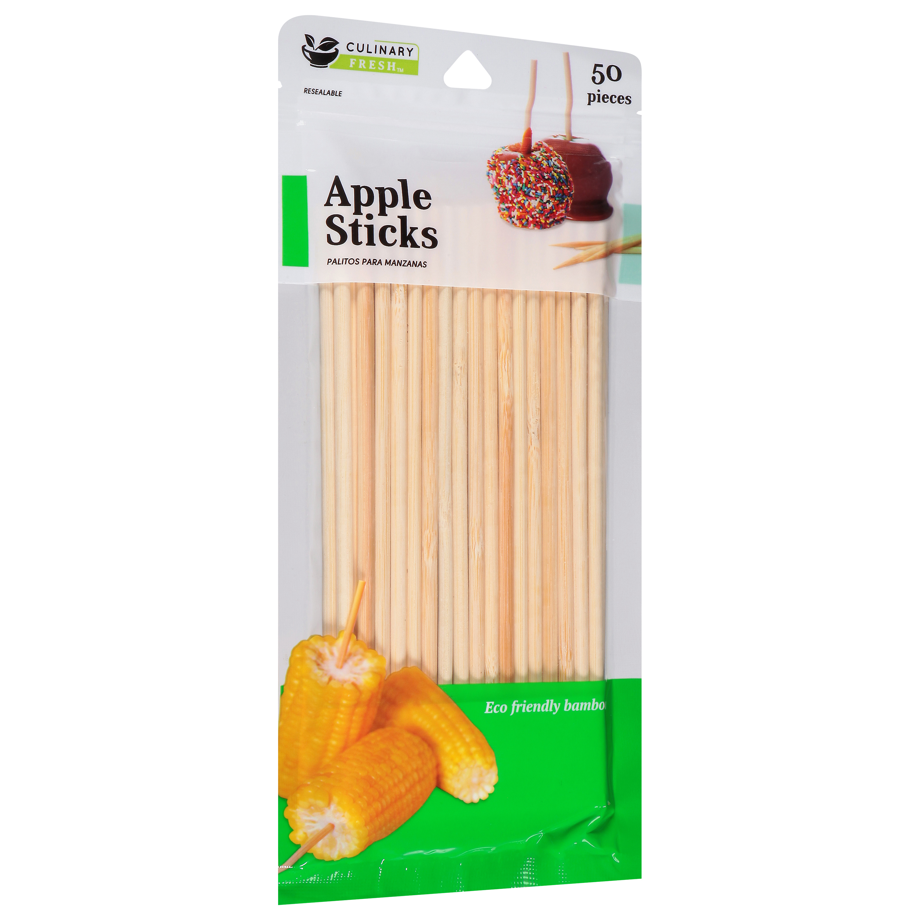 Culinary Elements Bamboo Candy and Caramel Apple Sticks for 50 Individual Servings， 1-pack