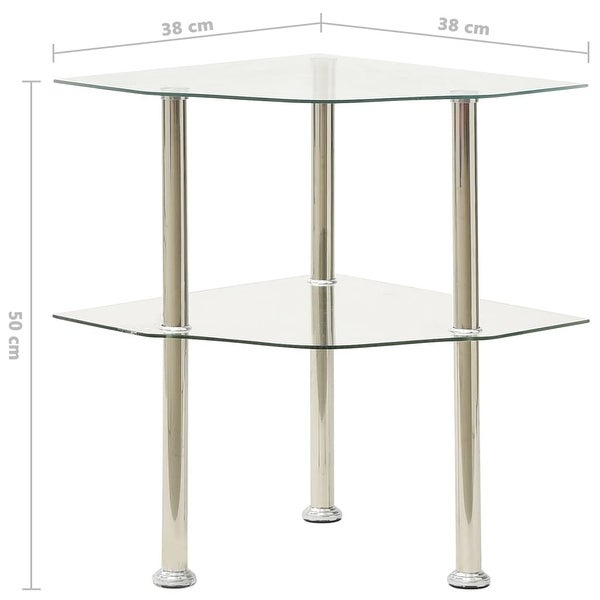 vidaXL 2-Tier Side Table Transparent 15