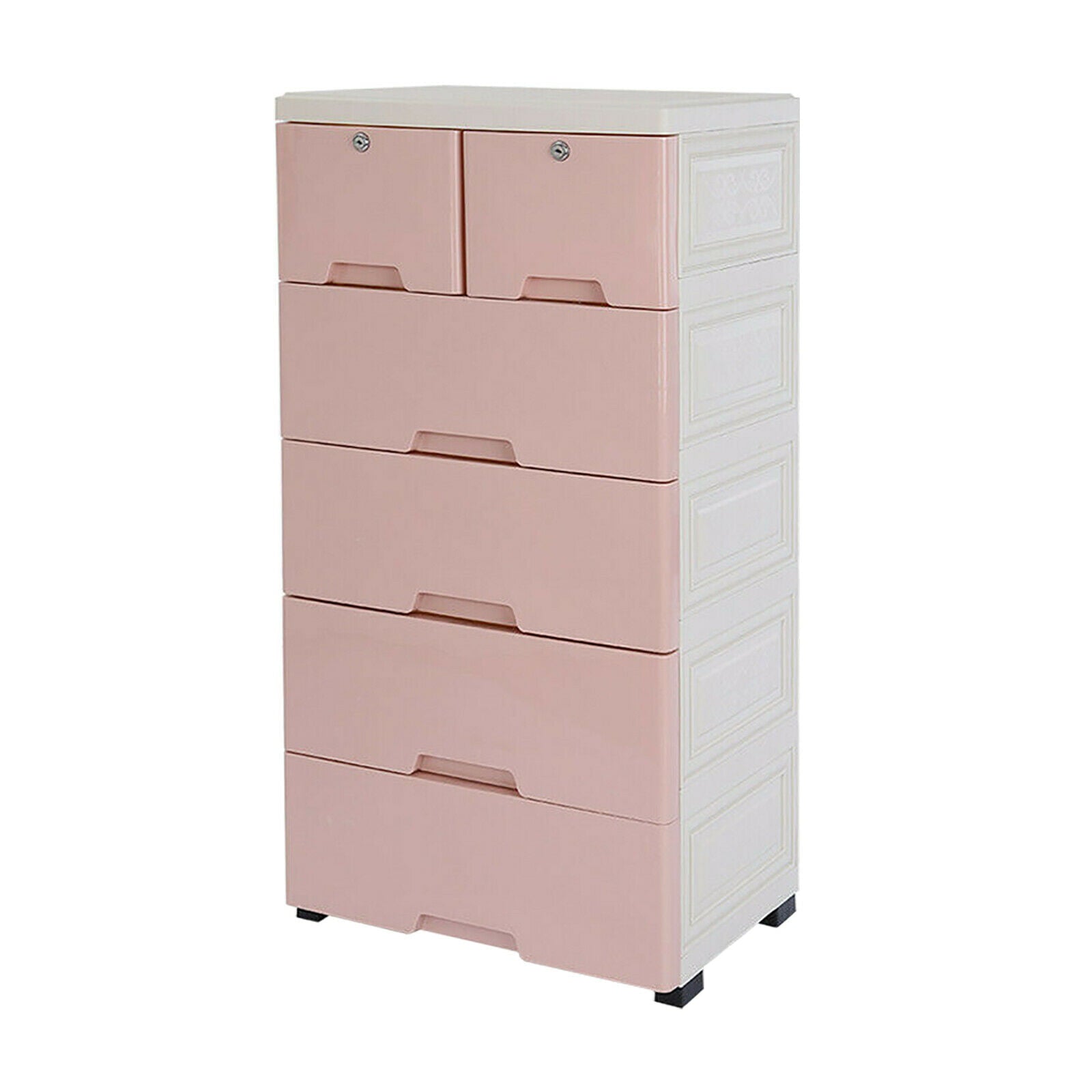 TFCFL Classic 6 Drawer Dresser Plastic Finish Storage Organizer Bed Furniture Clothes(Pink)