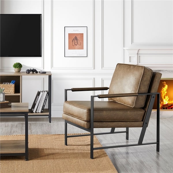 Yaheetech Accent Chair Retro Faux Leather Lounge Chair