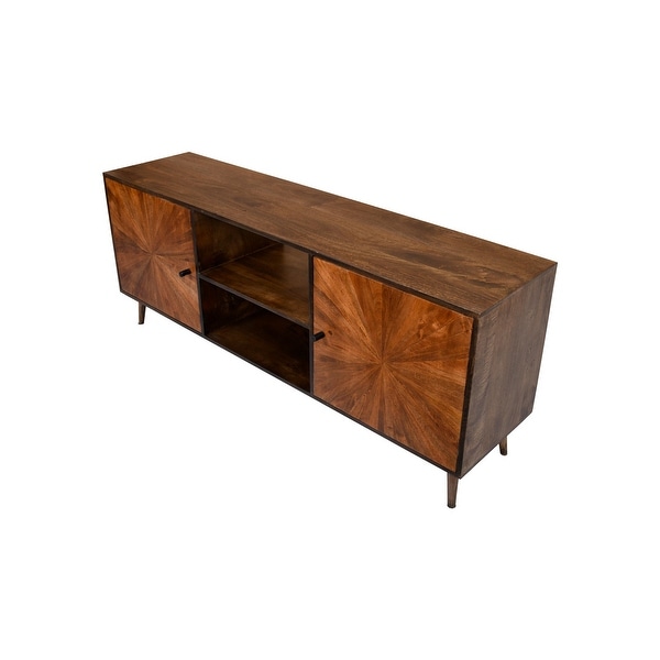 Brown Jag 65 Inch Mango Wood TV Media Entertainment Center