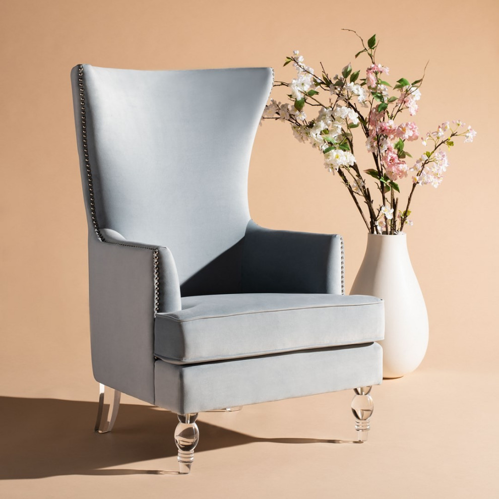 Maxine Modern Wingback Chair Light Silver   Contemporary   Armchairs And Accent Chairs   by Love Sofa  Houzz