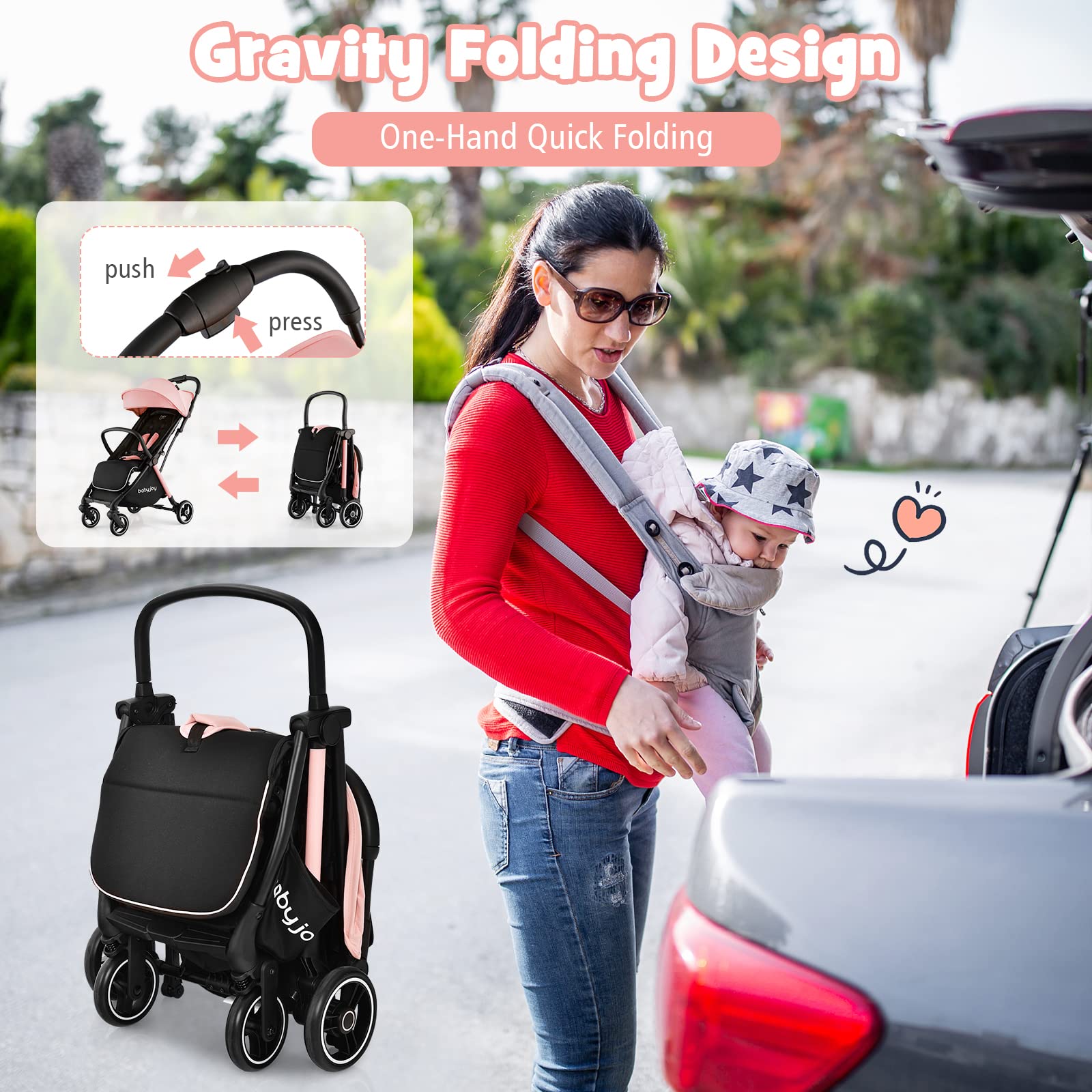 Costzon Lightweight Baby Stroller, Compact Travel Stroller for Airplane, Infant Toddler Stroller