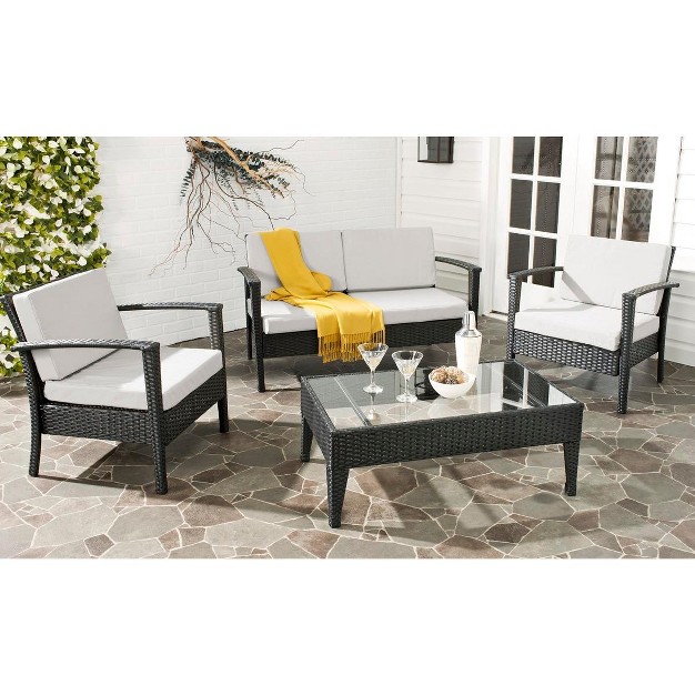 Piscataway 4 Piece Patio Outdoor Conversation Set Safavieh