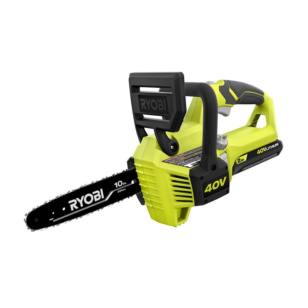 RYOBI 40V 10 in. Battery Powered Chainsaw with 2.0 Ah Battery and Charger RY40570