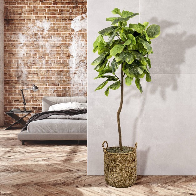 5' Artificial Fig Tree In Natural Basket - Lcg Florals