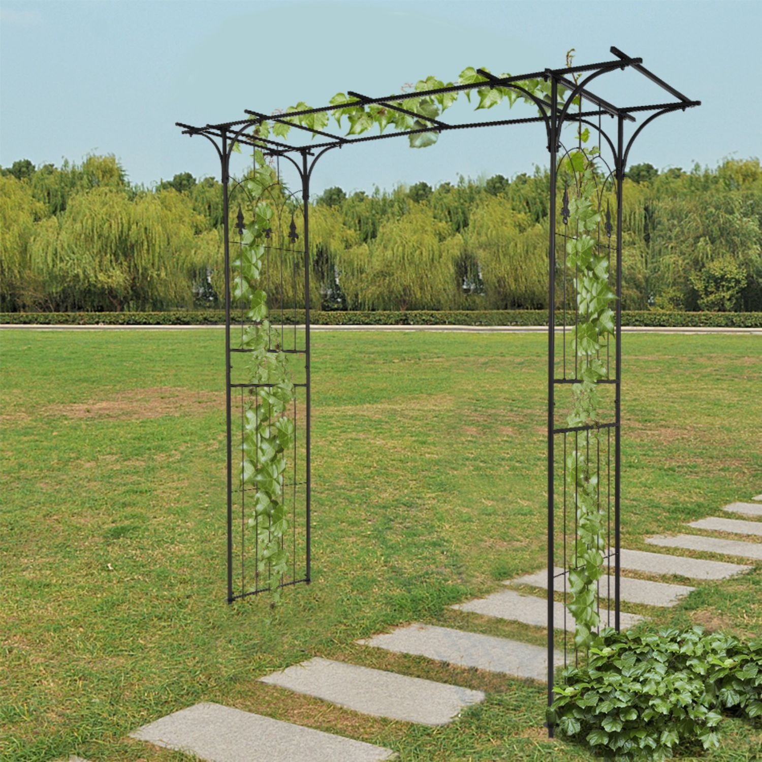 Cmgb Flat Topped Iron Arches Plant Climbing Frame Black