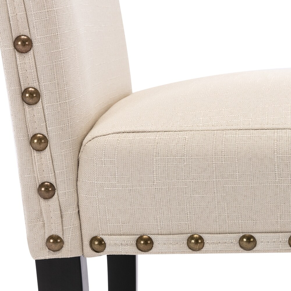 Fabric Upholstered Nailhead Trim Parsons Dining Chairs Set of 2