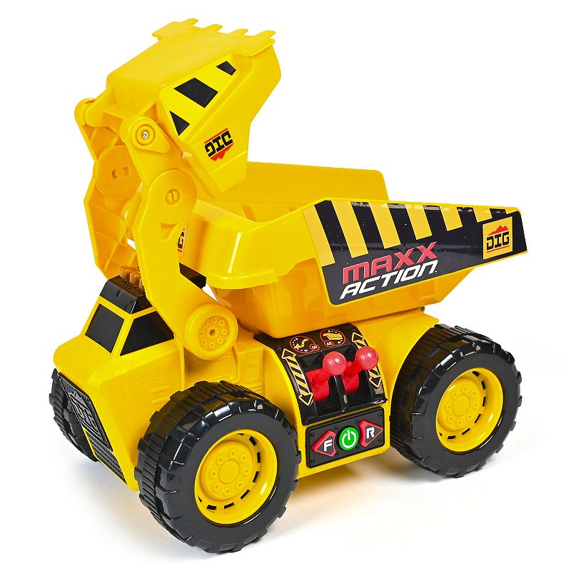 Maxx Action 2-N-1 Dig Rig �C Dump Truck and Front End Loader with Lights， Sounds and Motorized Drive