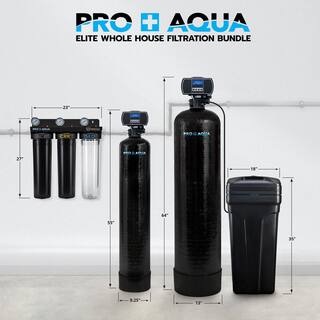 PRO+AQUA Whole House Well Water Filter System and Water Softener Bundle for Iron Sulfur Odor Sediment Hardness Removal BNDL-WEL