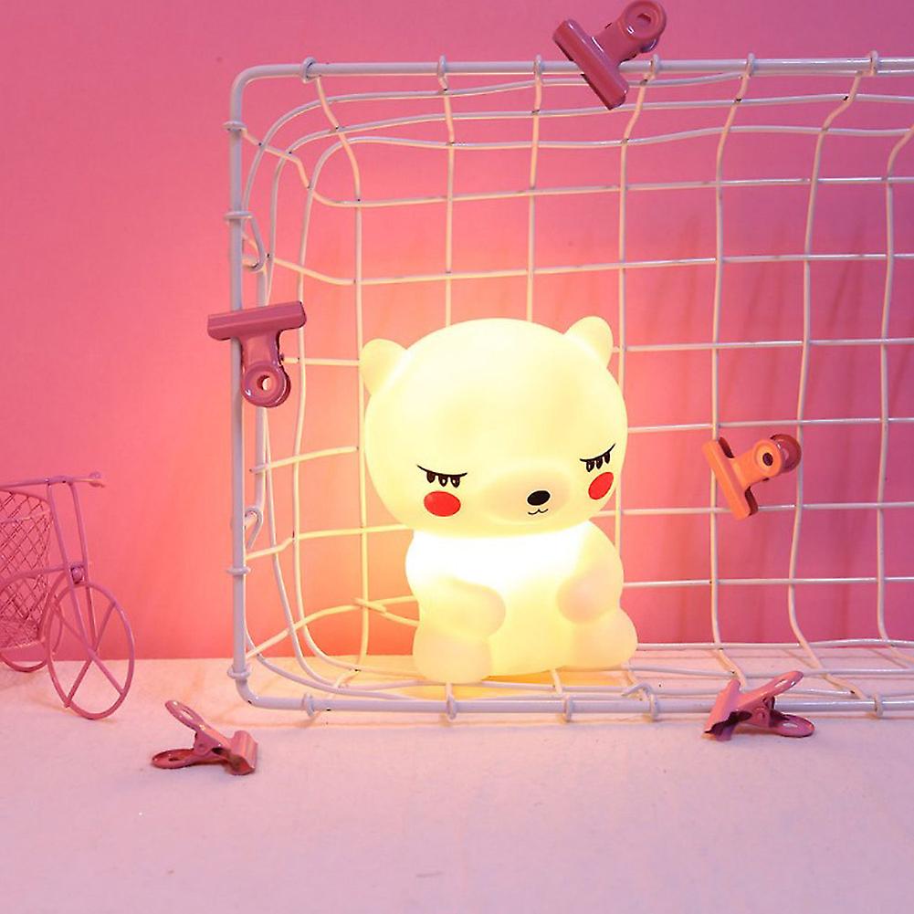 Silicone Portable Cute Little Bear Shape Led Night Light Decoration Lamp For Children Room Bedroomwarm White Light