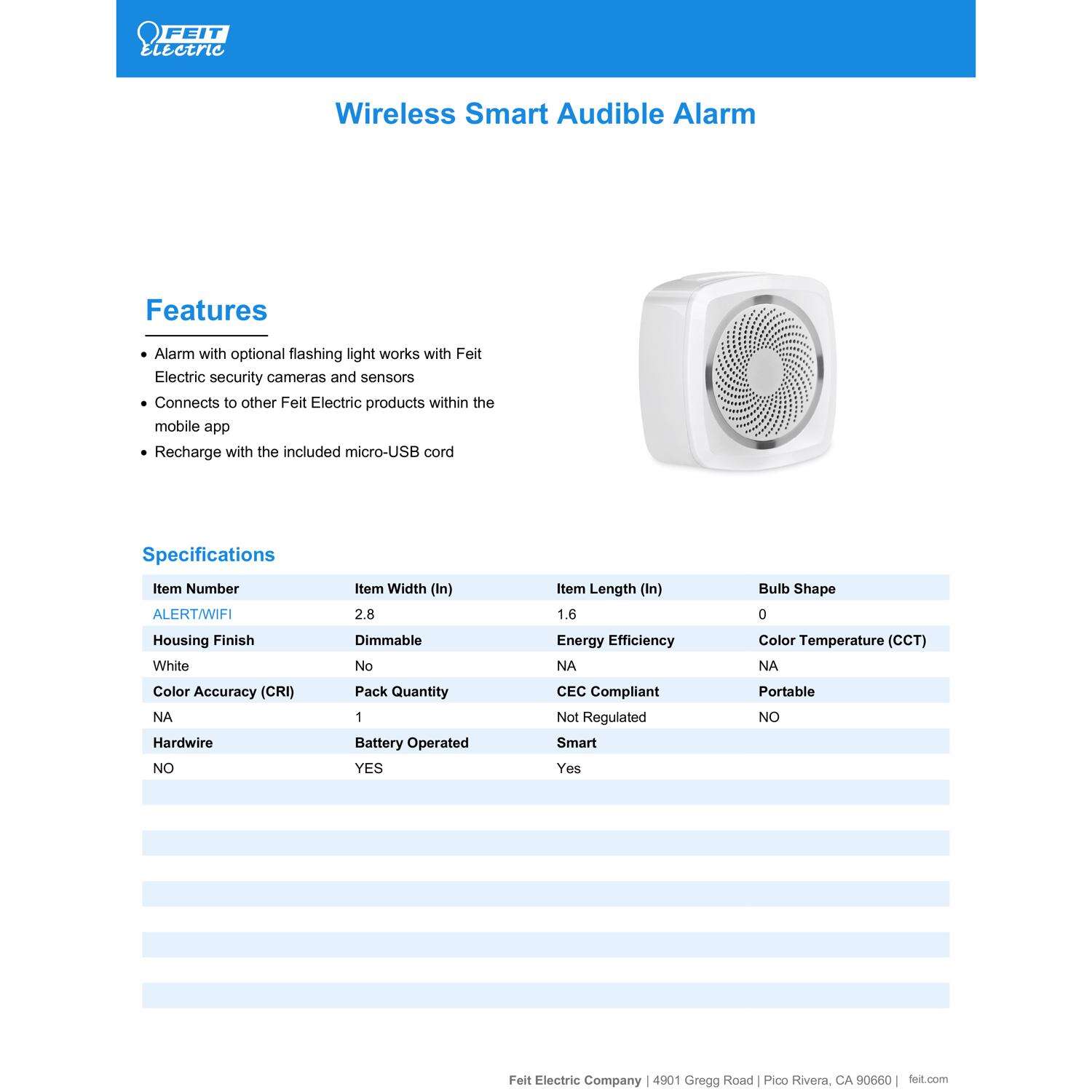 Feit Smart Home White Plastic Wireless Entrance Alert