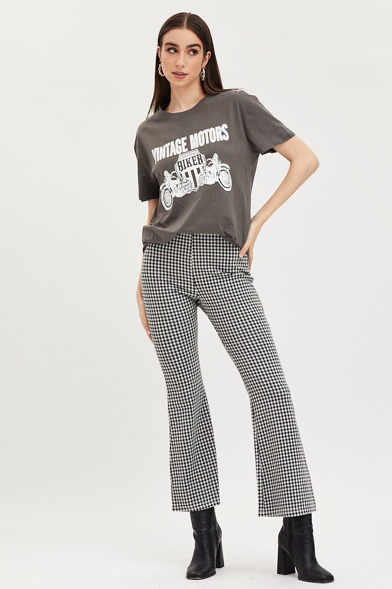 Grey Graphic T Shirt Short Sleeve