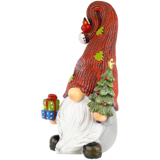 Gnome With Cardinal Holding Christmas Tree Decoration