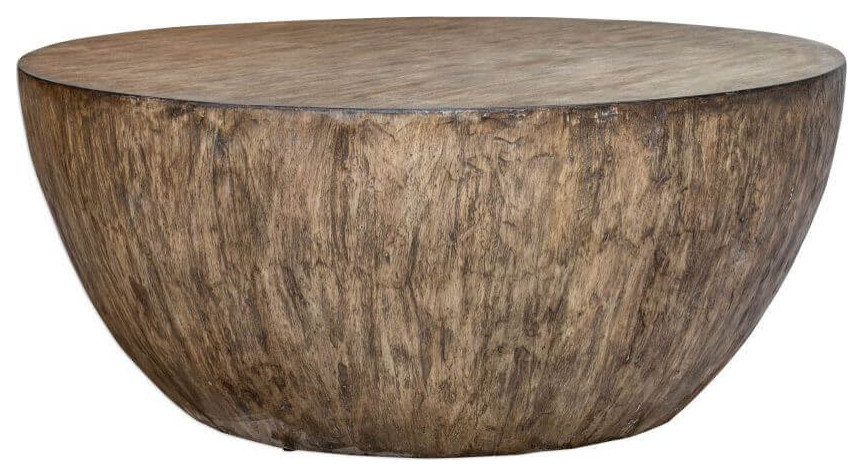 Uttermost Lark 42 x 18 quotRound Wood Coffee Table   Rustic   Coffee Tables   by Lighting and Locks  Houzz