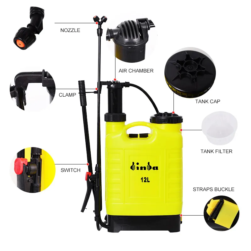 Backpack Portable 12l Hand Operated Knapsack Pump Manual Sprayer For Agriculture