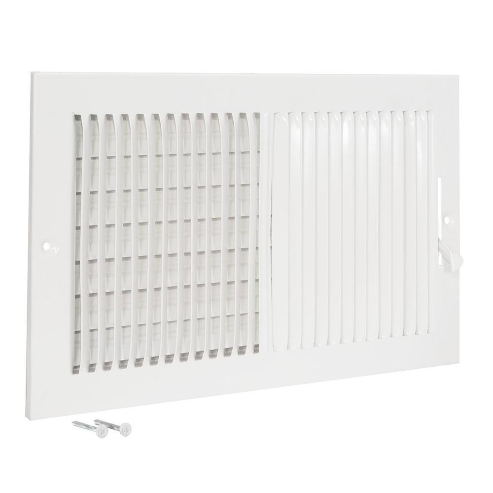 EZ-FLO 14 in. x 8 in. 2-Way Steel WallCeiling Registered White 61662