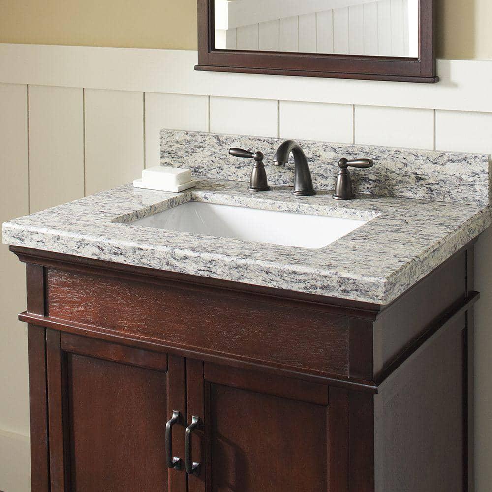 Home Decorators Collection 25 in W x 22 in D Granite Vanity Top in Santa Cecilia with White Single Trough Sink