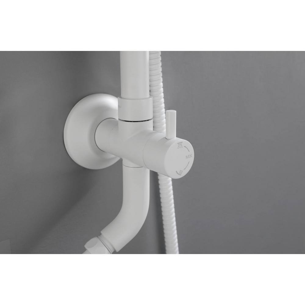 Lukvuzo 4-Spray Multifunction Deluxe Wall Shower System with Adjustable Slide Bar and Soap Dish in White HSSA08FS002