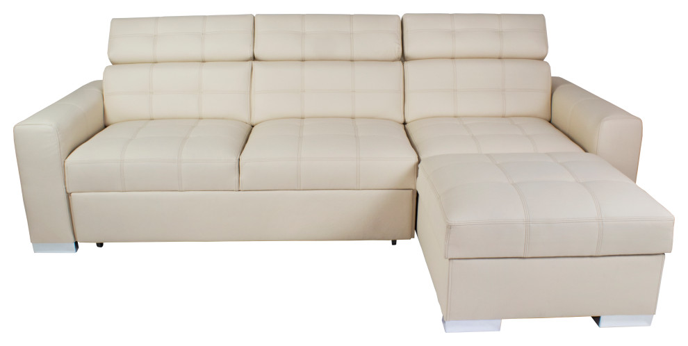 Cyrus 2 Sectional Sleeper Sofa   Beige   Right corner   Contemporary   Sleeper Sofas   by Table World  Houzz