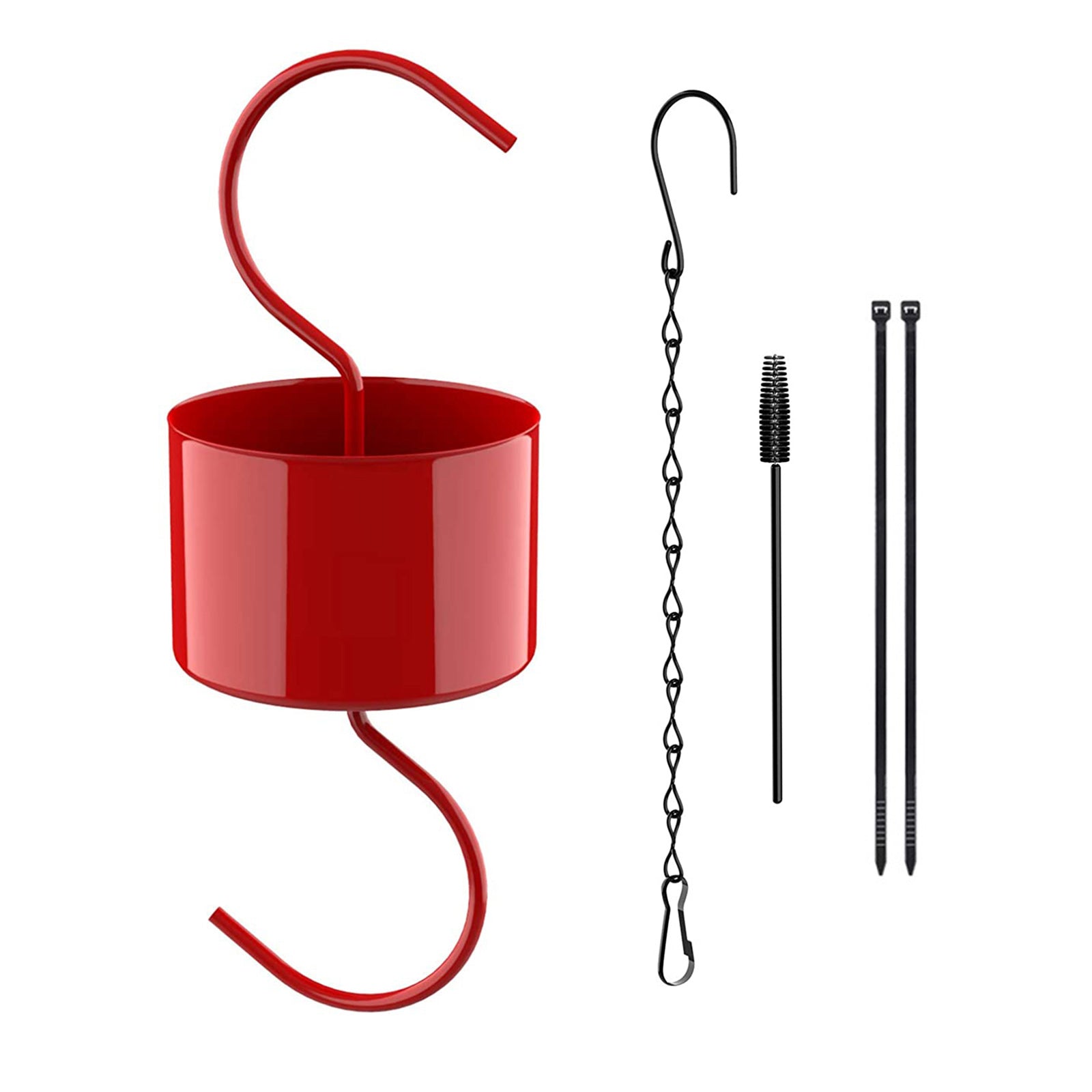 Outdoor Birds Feeder Ant and Insect Guard/Ant Moat， Authentic Ant Trap， Oriole Feeders Accessory Hooks for Outdoor， House， Garden with Umbrella-Shaped Cover and Brush(Red)