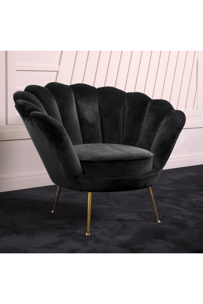 Black Scalloped Accent Chair  Eichholtz Trapezium   Midcentury   Armchairs And Accent Chairs   by Oroa   Distinctive Furniture  Houzz