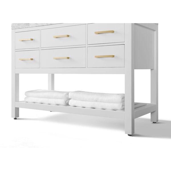 Elizabeth White 48-Inch Vanity Console with Gold Hardware