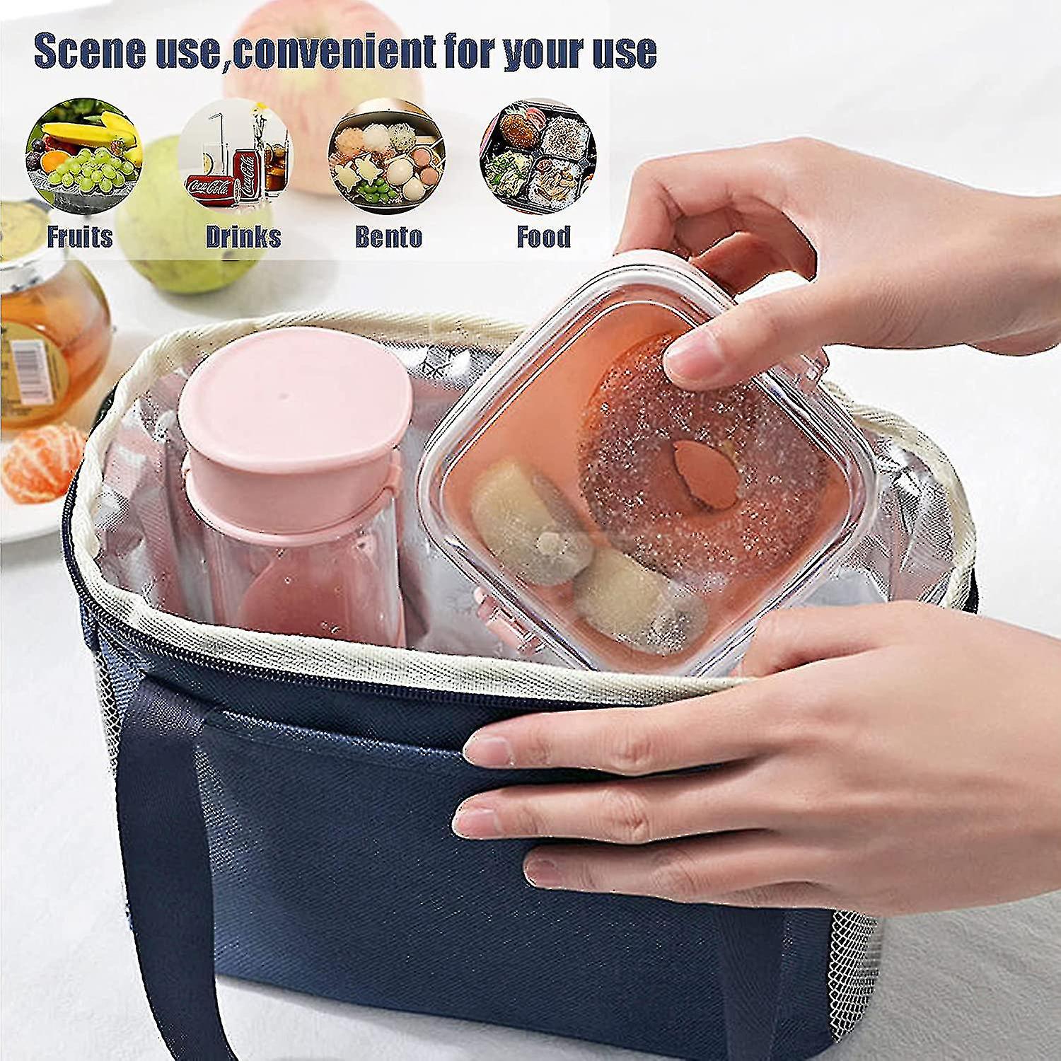 Insulated Reusable Lunch Bag - Lunch Box For Women， Men and Kids - Front Pocket and Dual Large Mesh Side Pockets - Food Containers Lunch Pail (black)