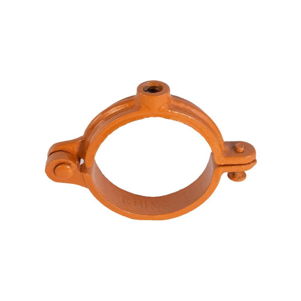 The Plumber's Choice 34 in. Hinged Split Ring Pipe Hanger Copper Epoxy Coated Clamp with 38 in. Rod Fitting for Hanging Tubing (10-Pack) 34HSHCP-10