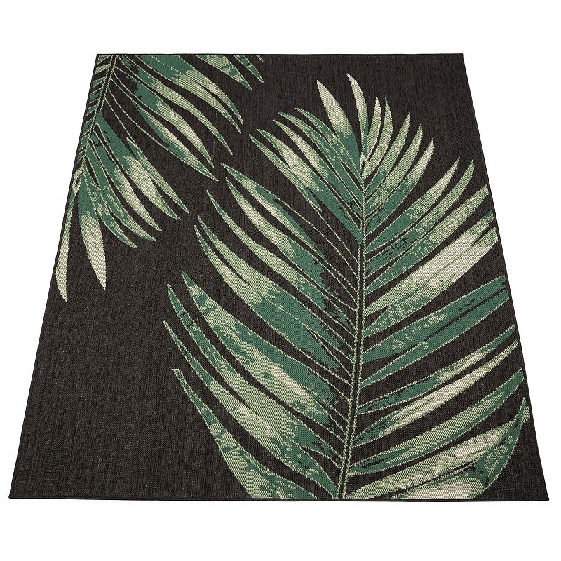 Waterproof Outdoor Rug for Patio with Floral Palm Leaf Design